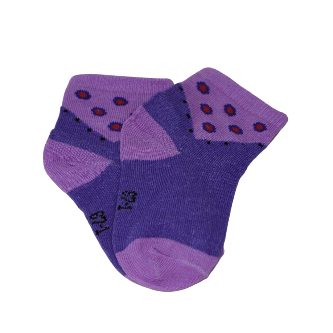 Purple Dotted Kids Socks (1-4 Years)