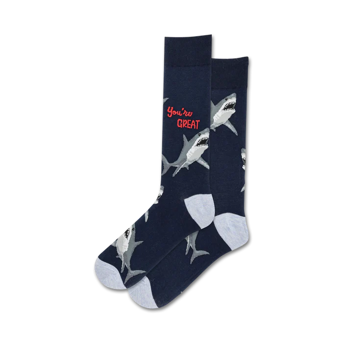 Black Great Shark Funky Socks