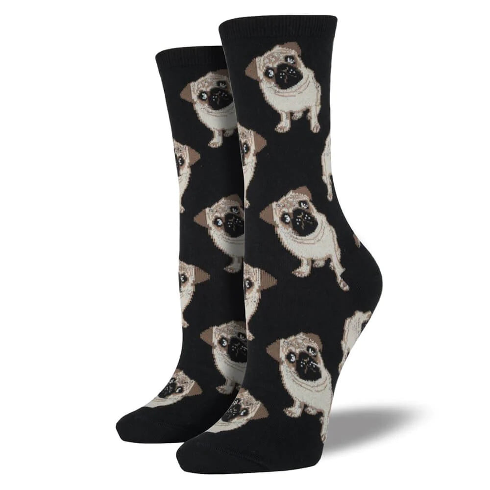 Black Pugs Dog Funky Socks