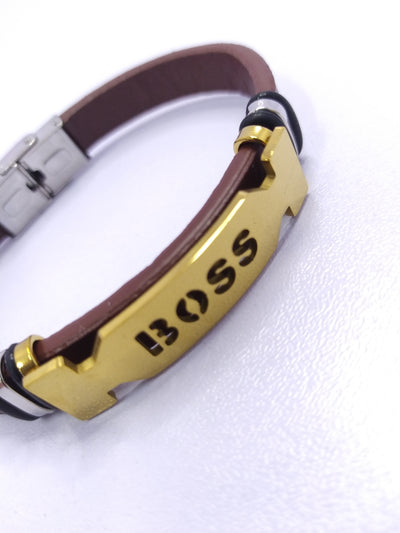 Boss Brown Leather Bracelet