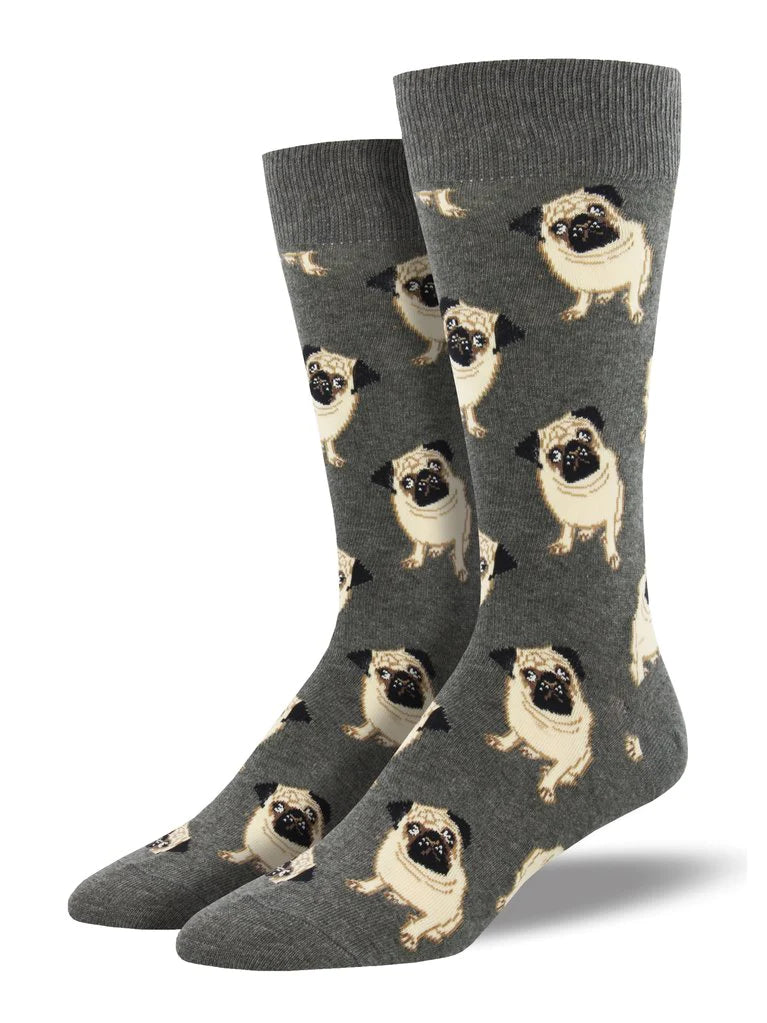 Light Grey Pugs Dog Funky Socks