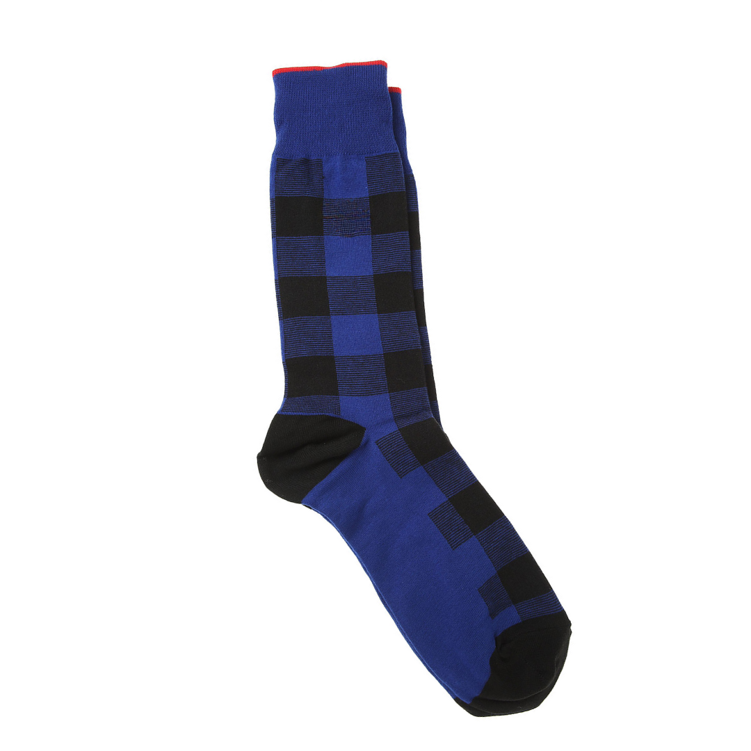 RL Blue Checkered Cotton Premium Socks