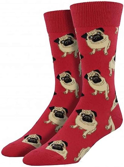 Red Pugs Dog Funky Socks