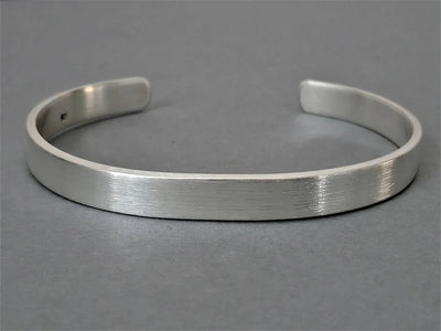 Silver Stainless Steel Solid Wide Bracelet