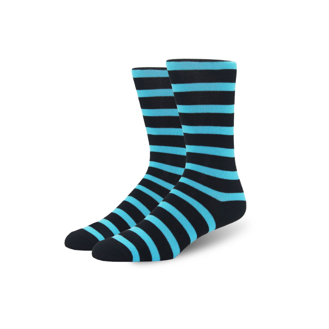 Sky Blue Bold Stripes Crew Socks