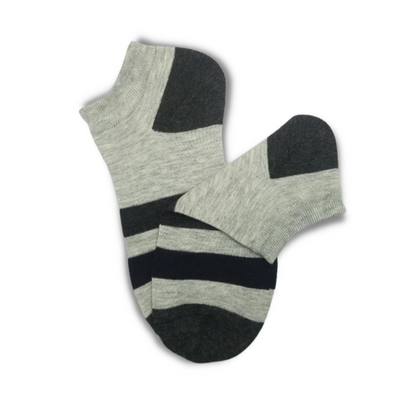 Light Grey Striped Ankle Socks - Premium Quality