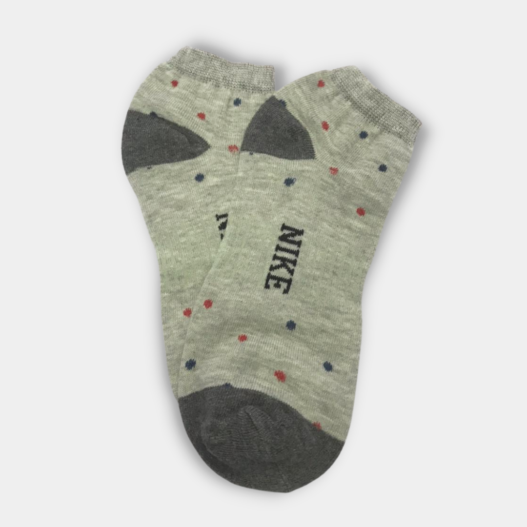 Multi Doted Premium Quality Ankle Socks Light Grey