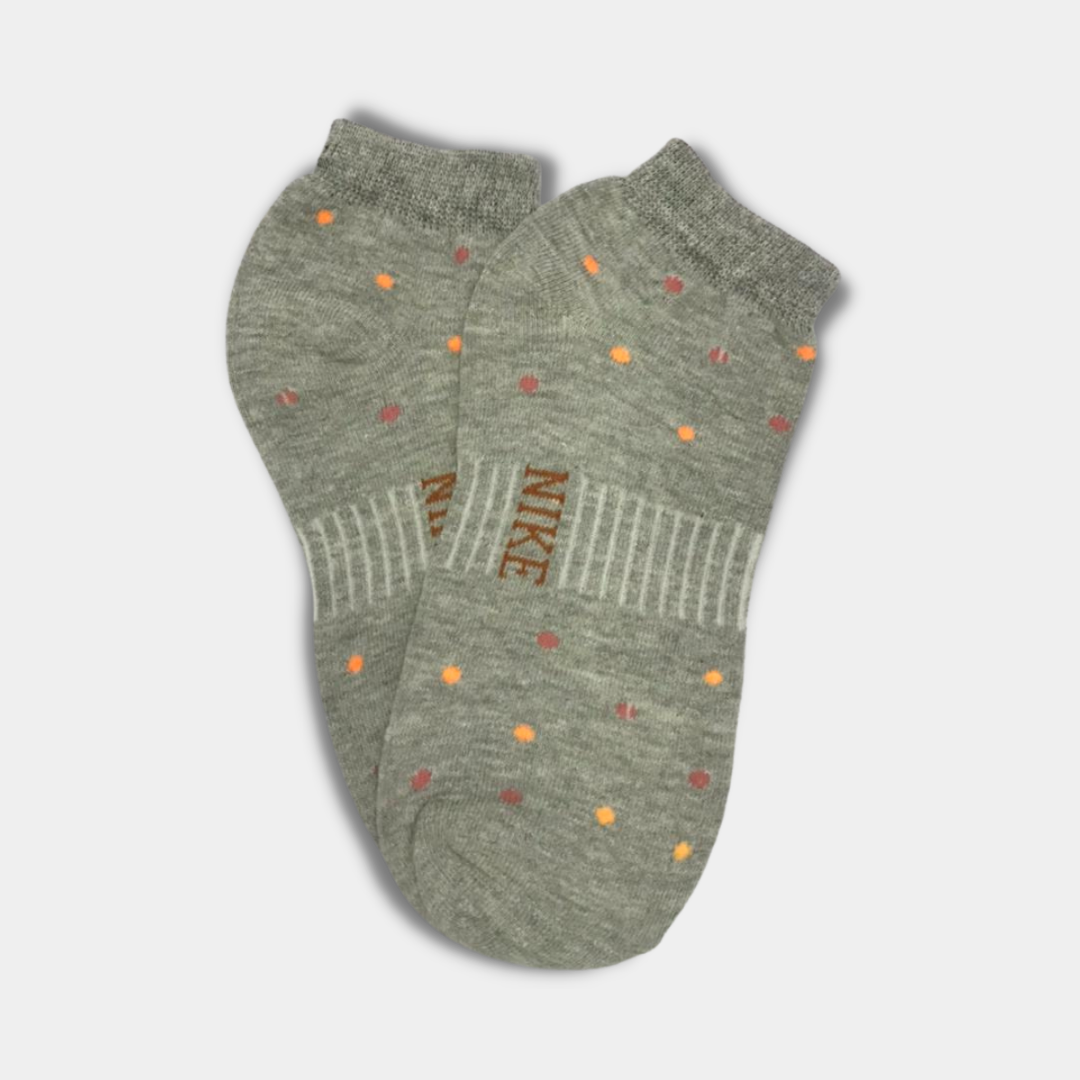 Nike Multi Doted Premium Quality Ankle Socks Grey