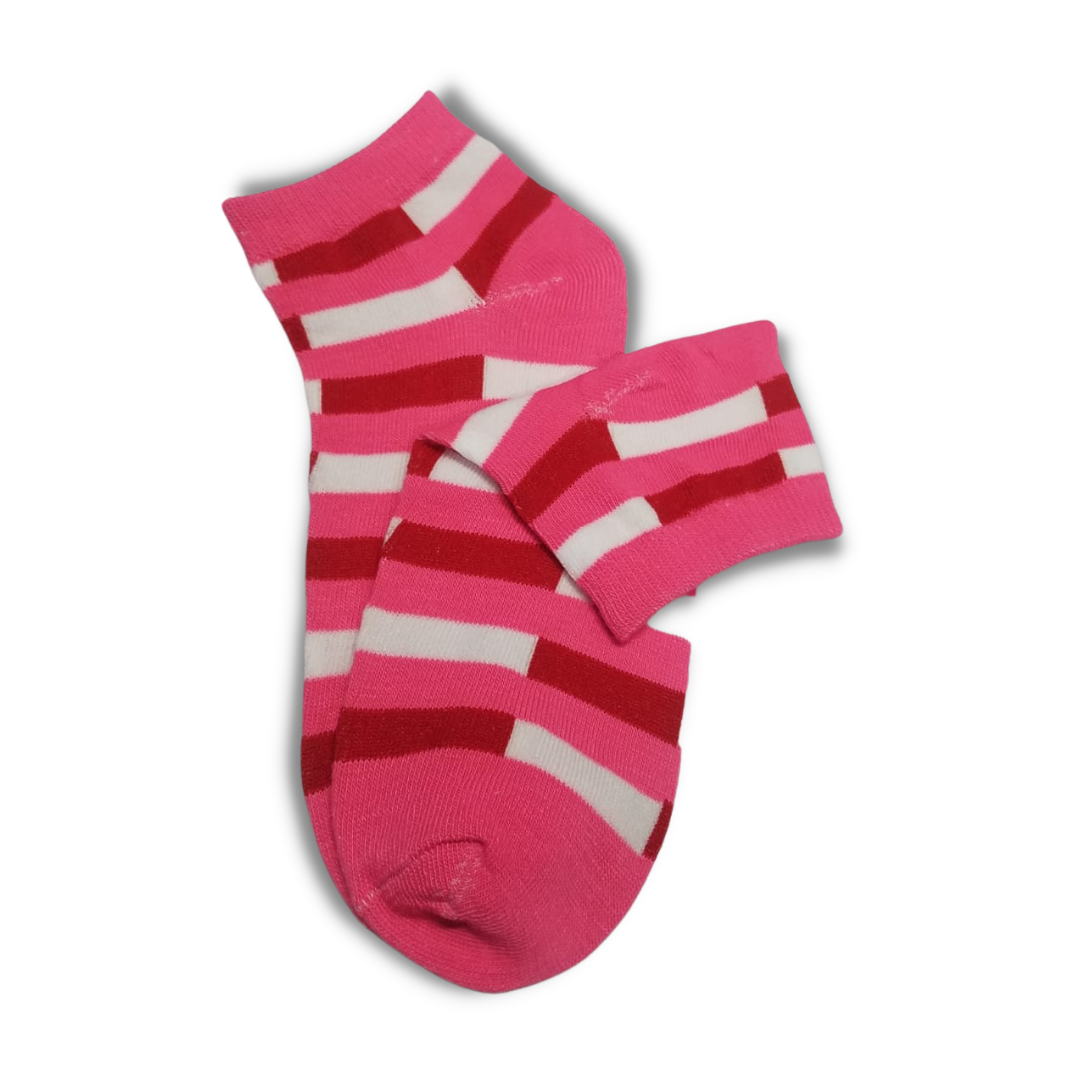Multi Stripes Ankle Women Socks Pink - Premium Quality