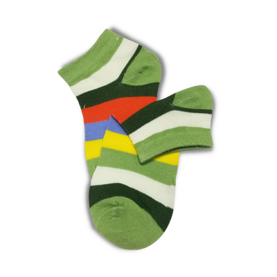 Green Bold Colourful Rainbow Ankle Socks - Premium Quality