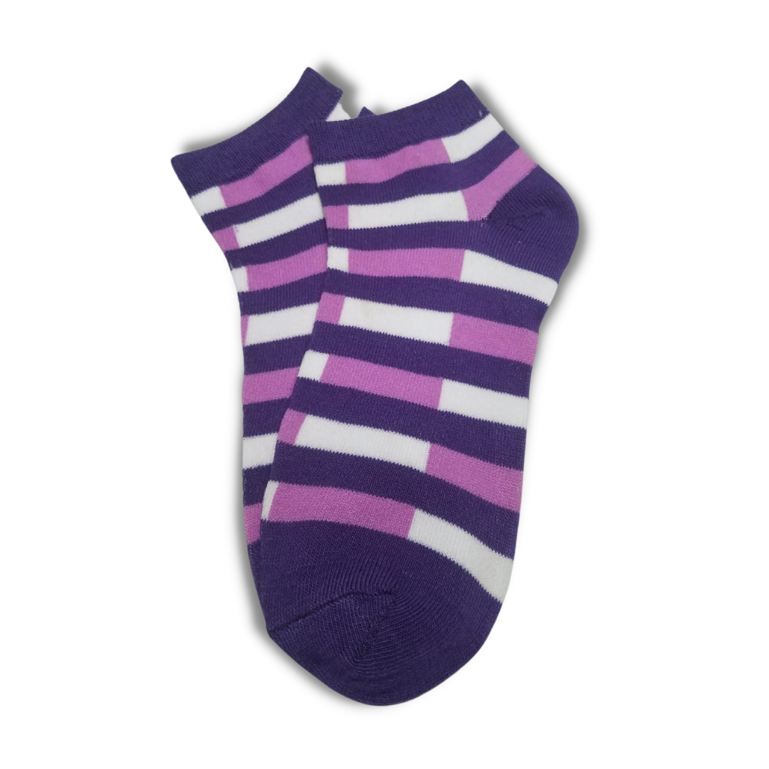 Multi Stripes Ankle Women Socks Purple - Premium Quality