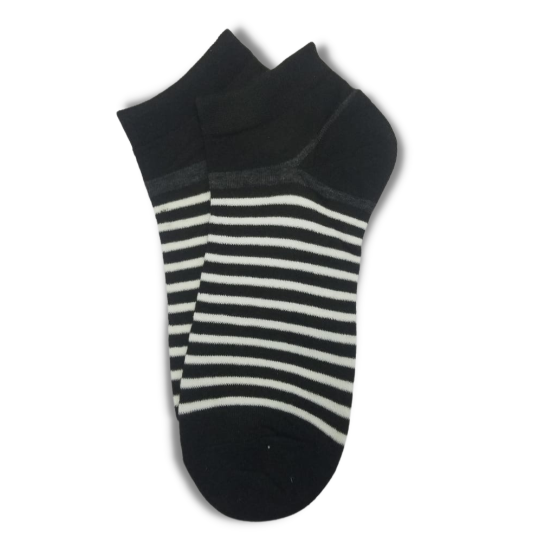 Black & White Liner Ankle Socks - Premium Quality