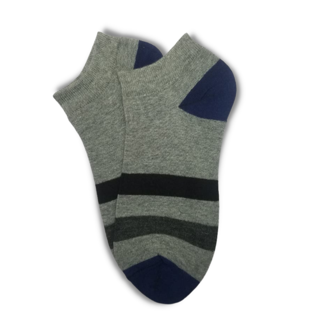 Grey Striped Ankle Socks - Premium Quality