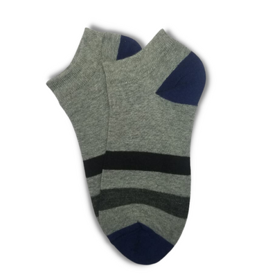 Grey Striped Ankle Socks - Premium Quality