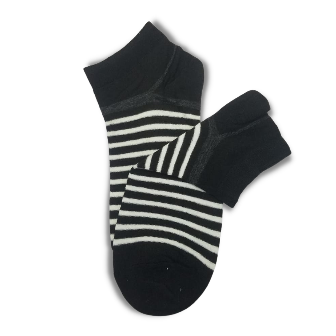 Black & White Liner Ankle Socks - Premium Quality