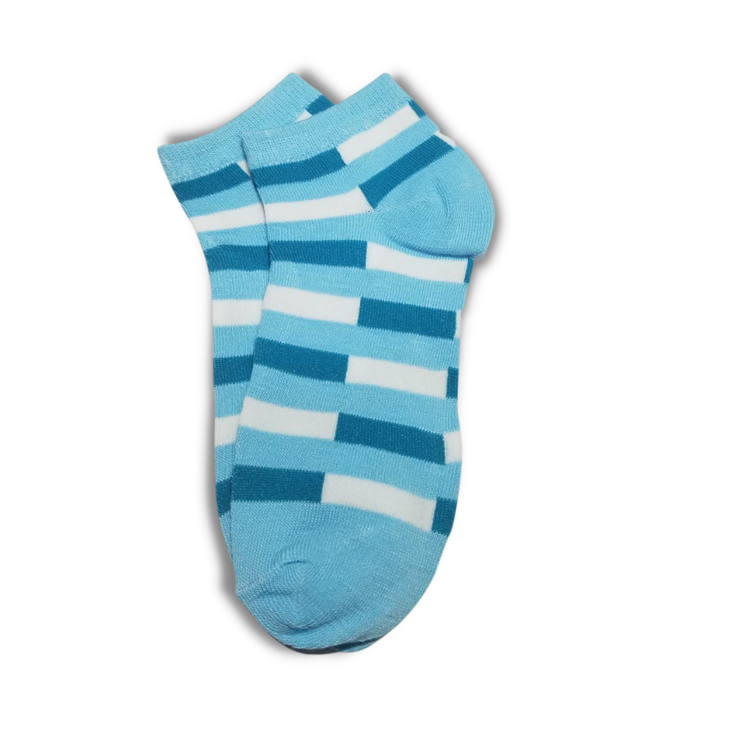 Multi Stripes Ankle Women Socks Light Blue - Premium Quality