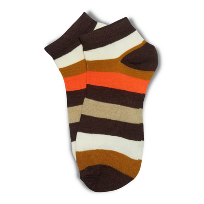 Dark Brown Bold Colourful Rainbow Ankle Socks - Premium Quality