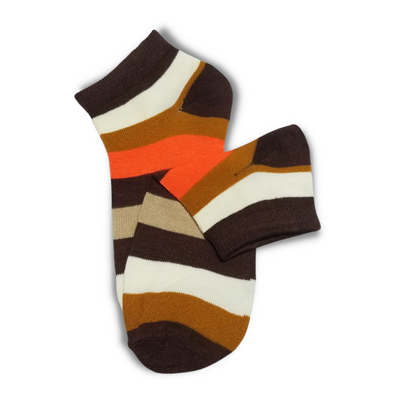 Dark Brown Bold Colourful Rainbow Ankle Socks - Premium Quality