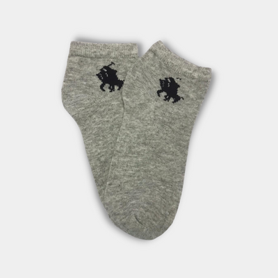 Polo Black Icon branded Quality Ankle Socks Light grey