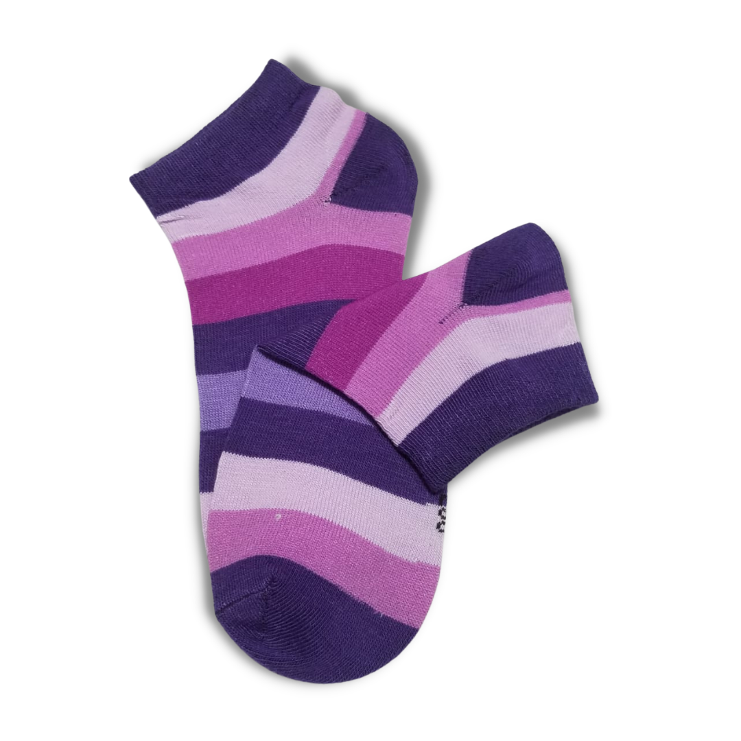 Purple Bold Colourful Rainbow Ankle Socks - Premium Quality