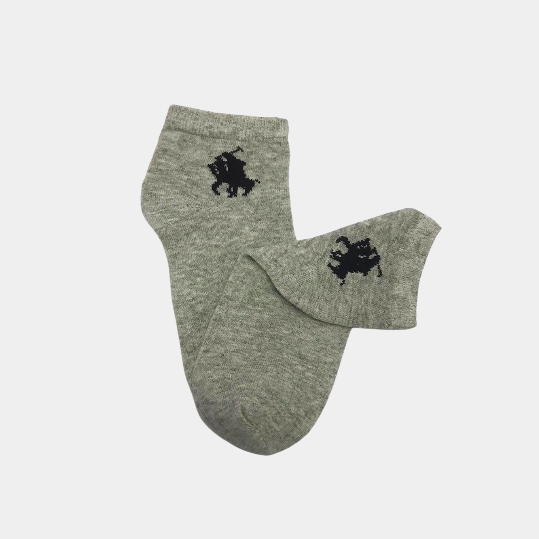 Polo Black Icon branded Quality Ankle Socks Light grey