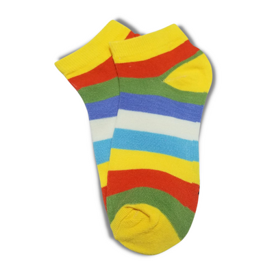 Yellow Bold Colourful Rainbow Ankle Socks - Premium Quality