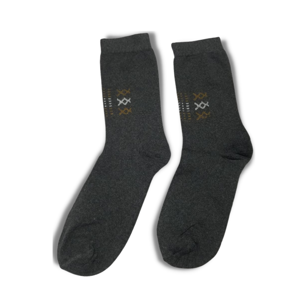 Dark Grey Zig Zag Liner Cotton Premium Socks