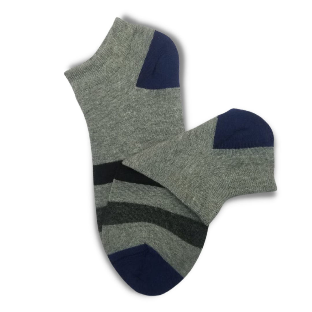 Grey Striped Ankle Socks - Premium Quality