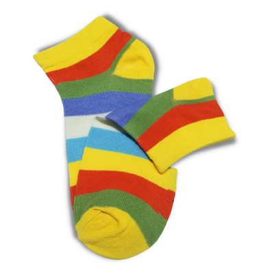 Yellow Bold Colourful Rainbow Ankle Socks - Premium Quality