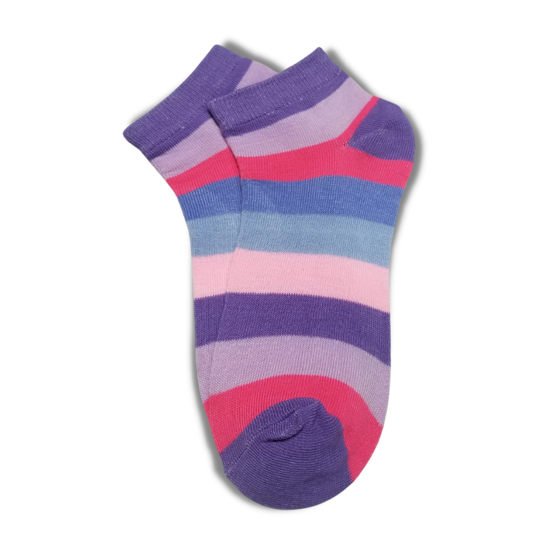 Light Purple Bold Colourful Rainbow Ankle Socks - Premium Quality