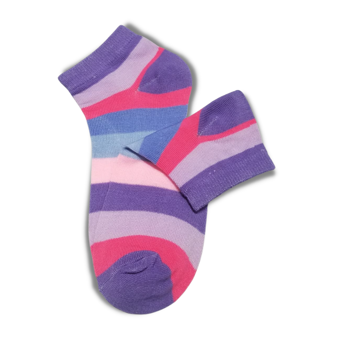 Light Purple Bold Colourful Rainbow Ankle Socks - Premium Quality