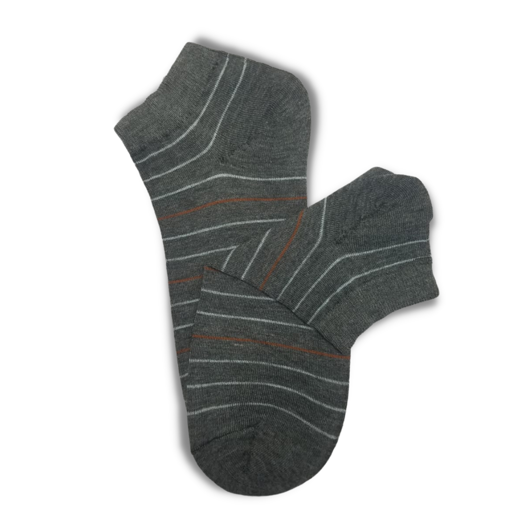Charcoal Colorful Stripes Ankle Socks - Premium Quality