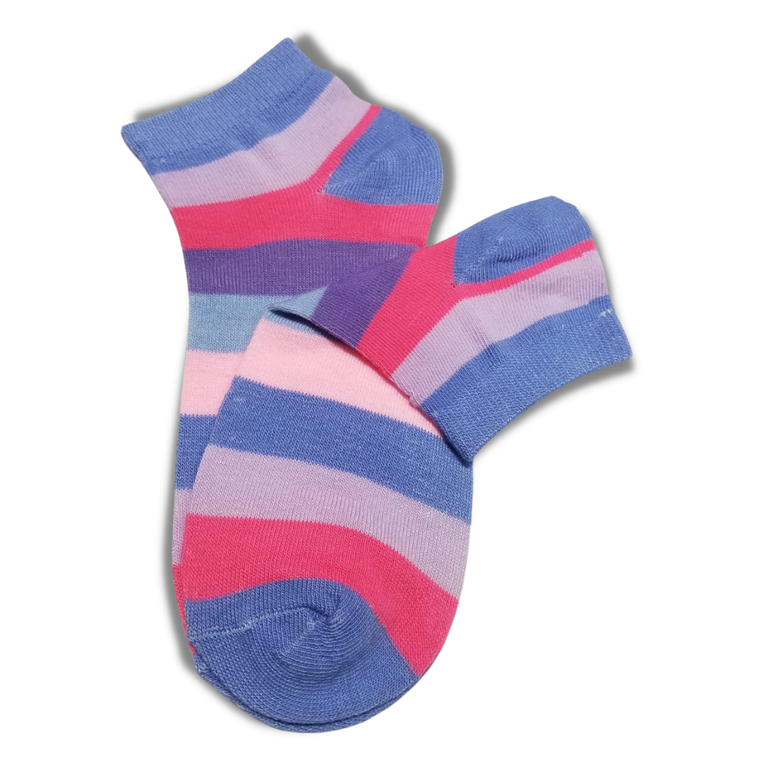 Blue Bold Colourful Rainbow Ankle Socks - Premium Quality