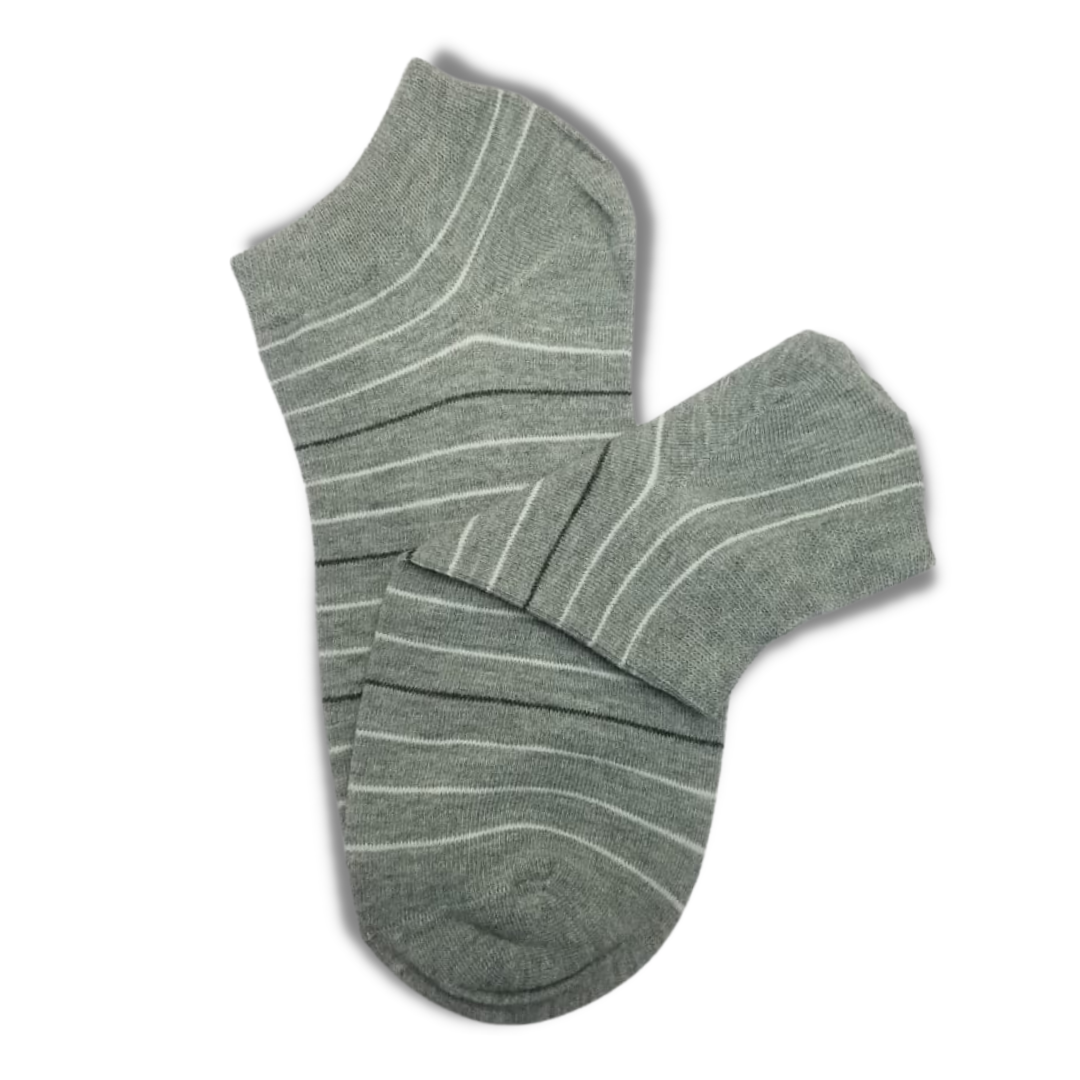 Grey Colorful Stripes Ankle Socks - Premium Quality
