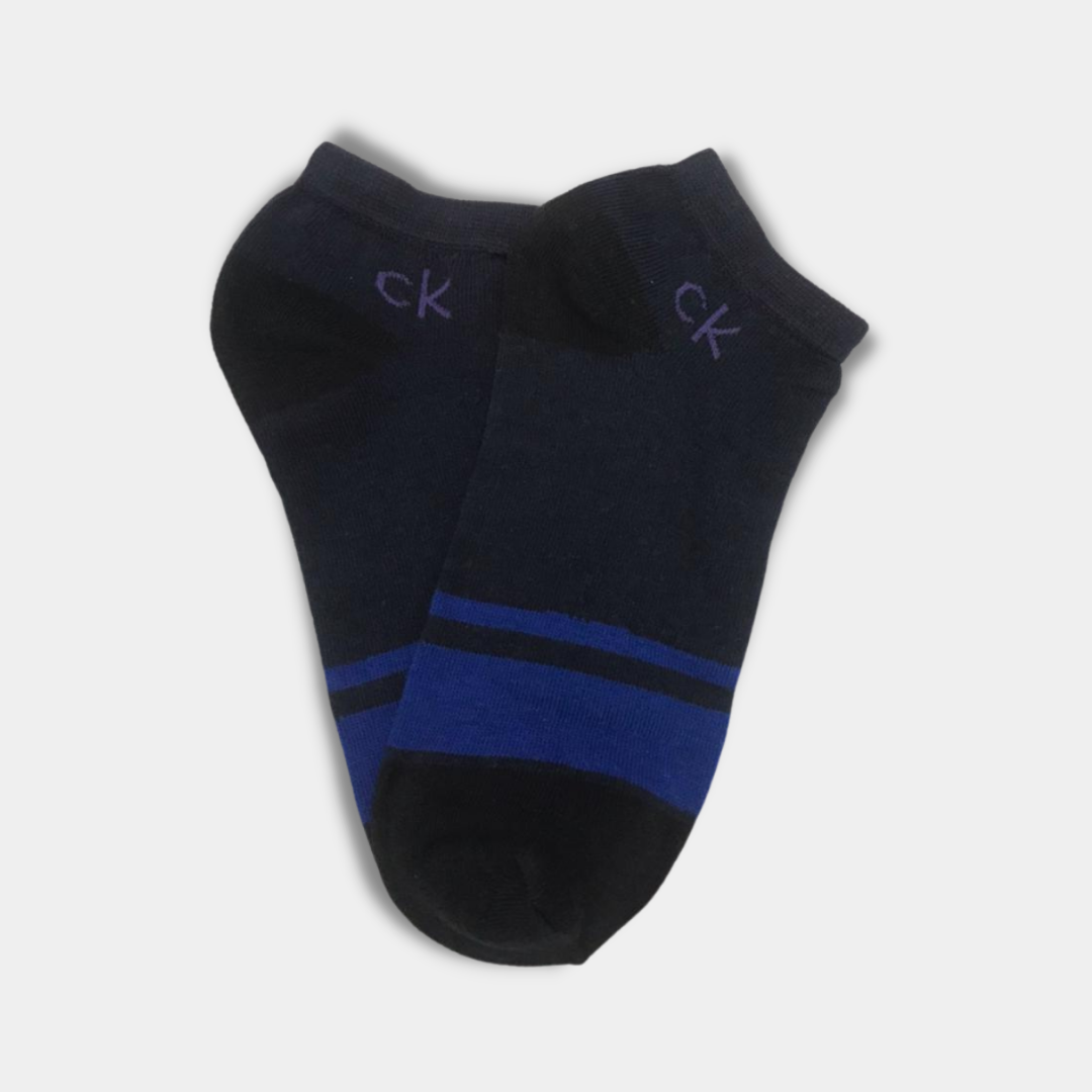 CK Bold Striped Ankle Socks Navy Blue