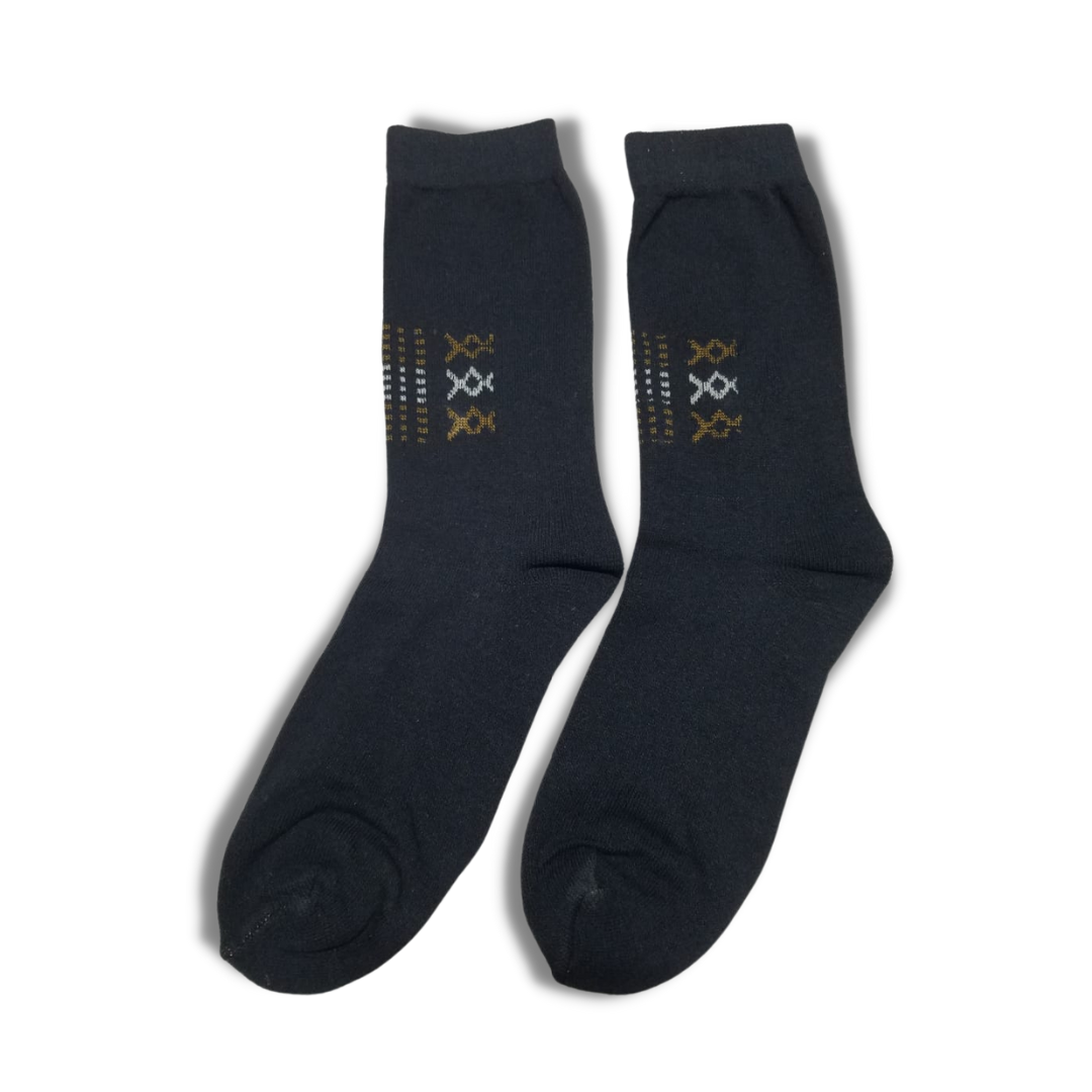 Navy Blue Zig Zag Liner Cotton Premium Socks