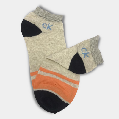 CK Bold Striped Ankle Socks White