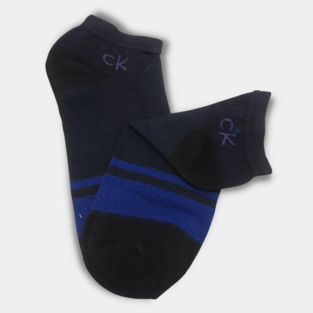 CK Bold Striped Ankle Socks Navy Blue