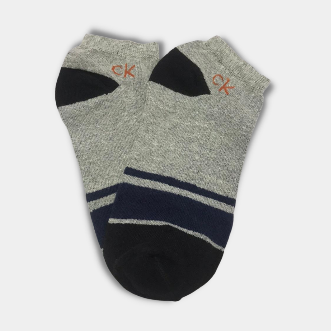 CK Bold Striped Ankle Socks Light Grey