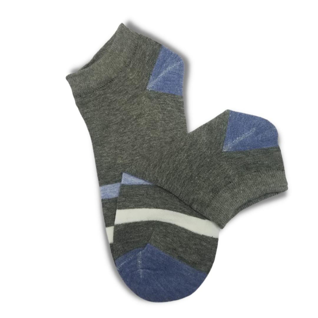 Charcoal Striped Ankle Socks - Premium Quality