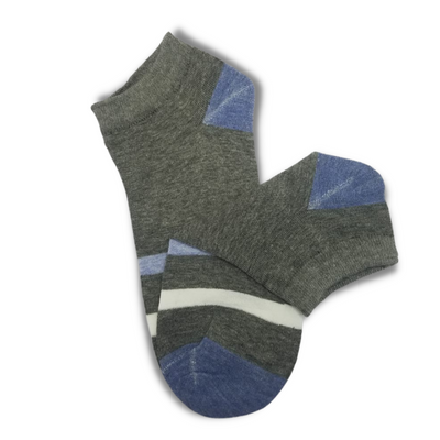 Charcoal Striped Ankle Socks - Premium Quality