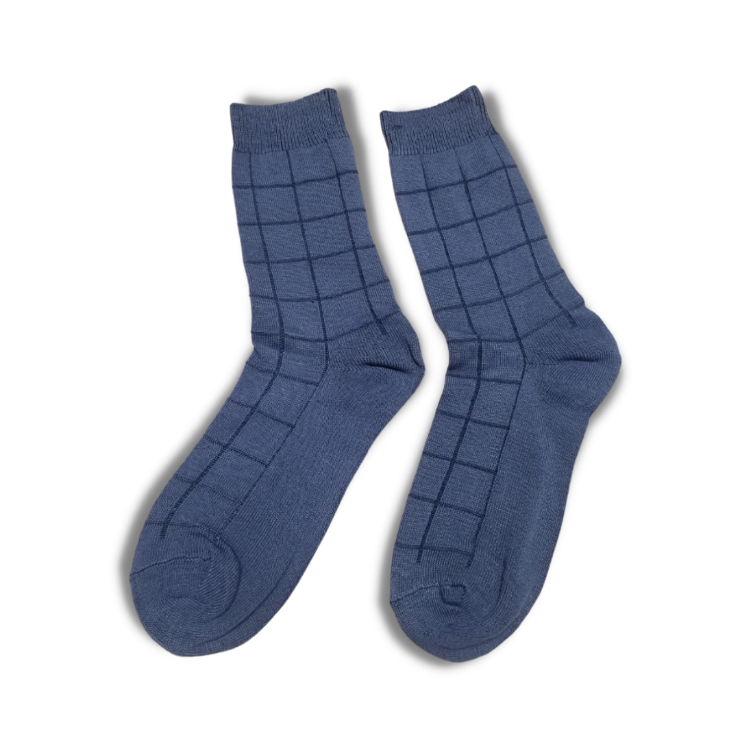 Blue Solid Liner Cotton Premium Socks