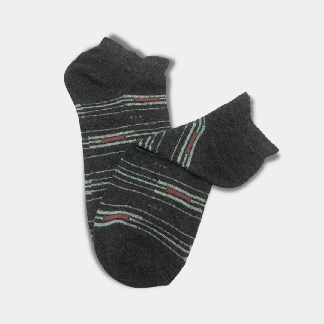 Buy Multi Stripes Stretch Cotton Ankle Socks Dark Grey – SOXO #1 ...