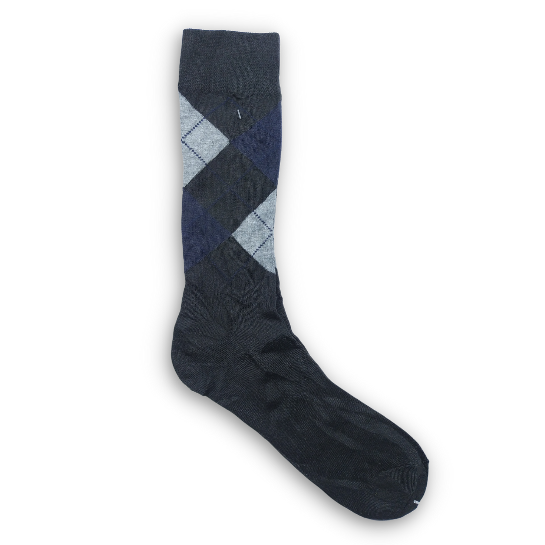 Classic Charcoal and Blue Argyle Crew Socks - SOXO #1 Imported Socks Brand in Pakistan