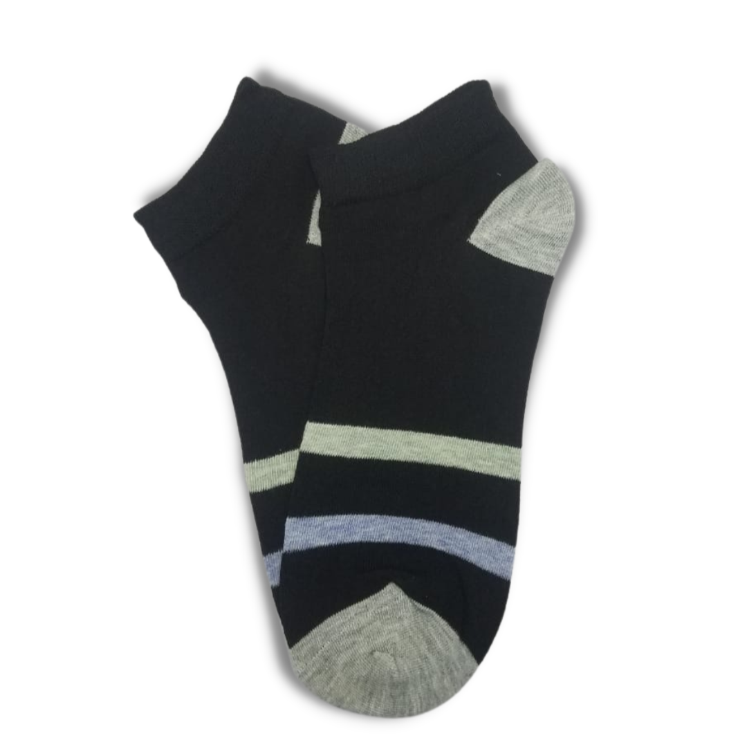 Black Striped Ankle Socks - Premium Quality