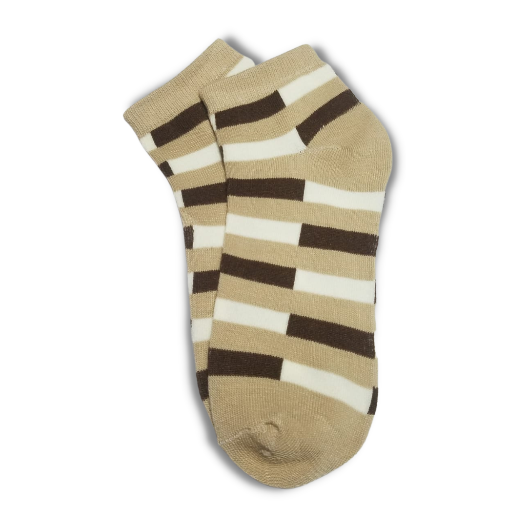 Multi Stripes Ankle Women Socks Light Brown - Premium Quality