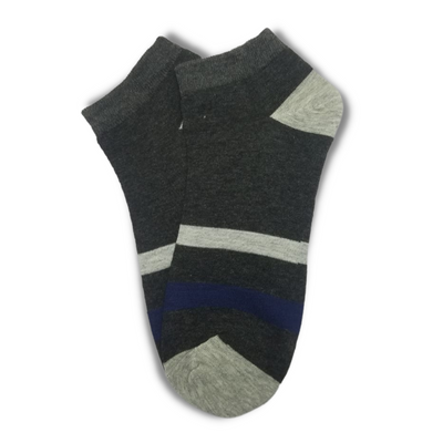 Dark Grey Striped Ankle Socks - Premium Quality