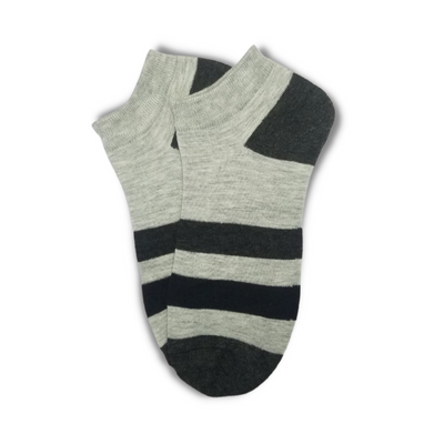 Light Grey Striped Ankle Socks - Premium Quality