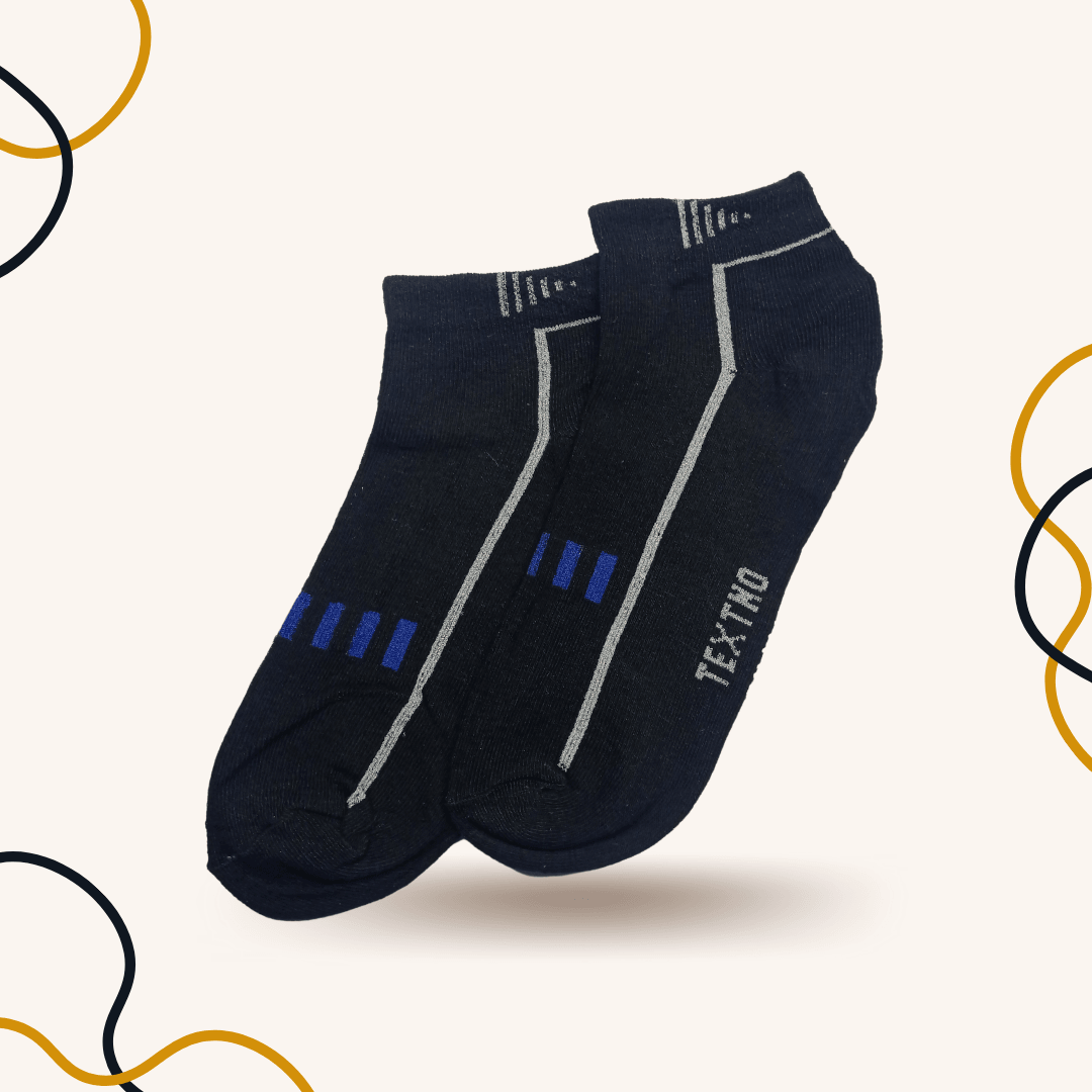Black Texture Sports Ankle Socks - SOXO #1 Imported Socks Brand in Pakistan