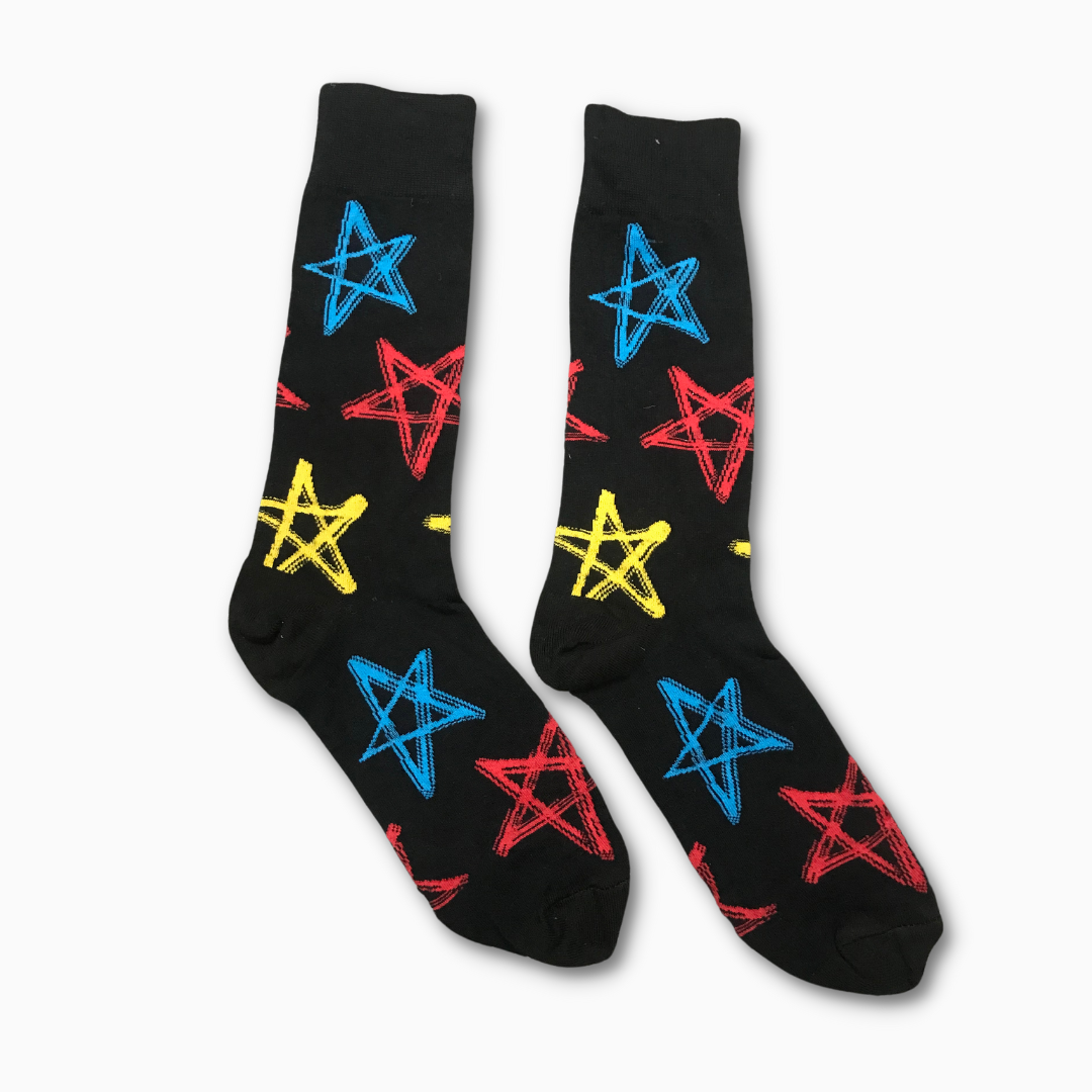 Black Colorful stars Funky Socks